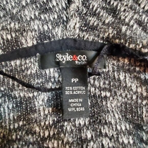 STYLE & CO Women Open Front Cardigan Sweater Size PP 0/2 Gray and Black Striped - Picture 5 of 14